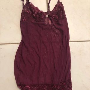 Burgundy Chemise With Rhinestone Detail